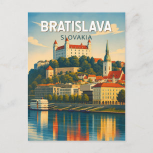 Cartão Postal Bratislava Eslováquia Ilustração Arte Viagem Retro