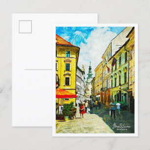 Cartão Postal Bratislava Eslováquia Linda Pintura Petrolífera