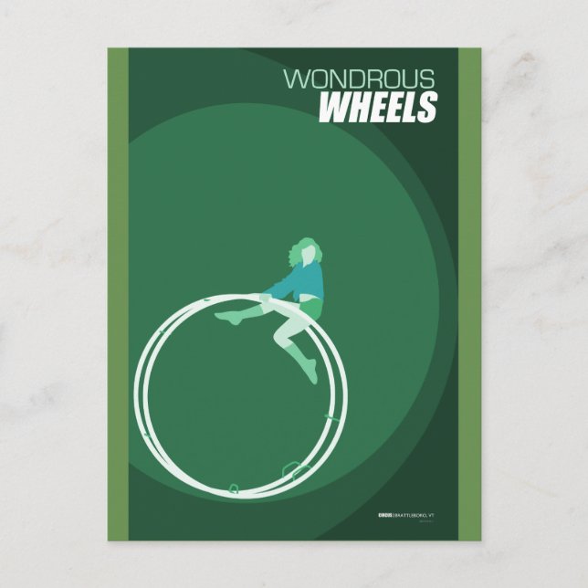 Cartão Postal Brattleboro Circus Arts - Rodas Wondrous (Frente)