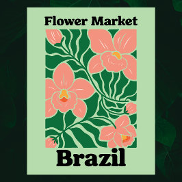 Cartão Postal Brazil Flower Market Peach Orchid Tropical