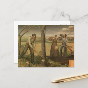 Cartão Postal Breaking the Prairie, 1939 por Grant Wood