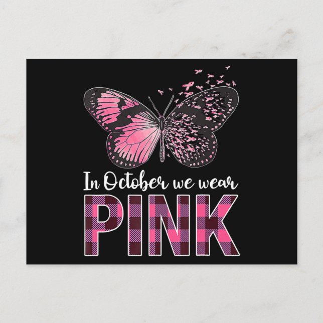 Cartão Postal Breast Cancer Awareness Butterfly - In October We  (Frente)