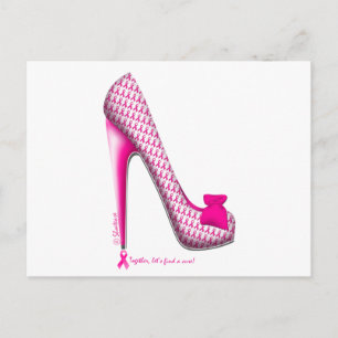 Cartão Postal Breast Cancer Awareness Pink Ribbon Heel
