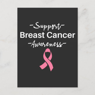Cartão Postal Breast Cancer Awareness Support Pink Ribbon