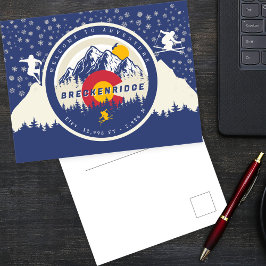 Cartão Postal Breckenridge Colorado Flag Mountain Souvenir