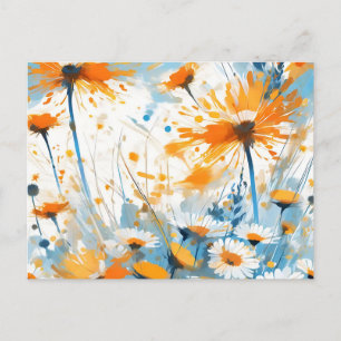Cartão Postal Breezy Wildflower Field em Orange