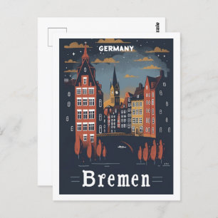 Cartão Postal Bremen Germany Vintage Familiar Viagem