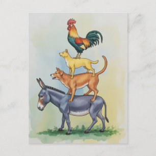 Cartão Postal Bremen Town Musicians Statue Alemanha