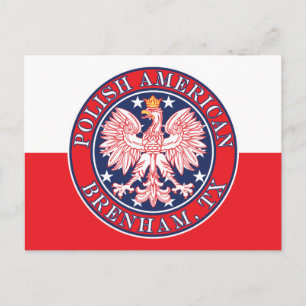 Cartão Postal Brenham Texas Polska Eagle Polonês