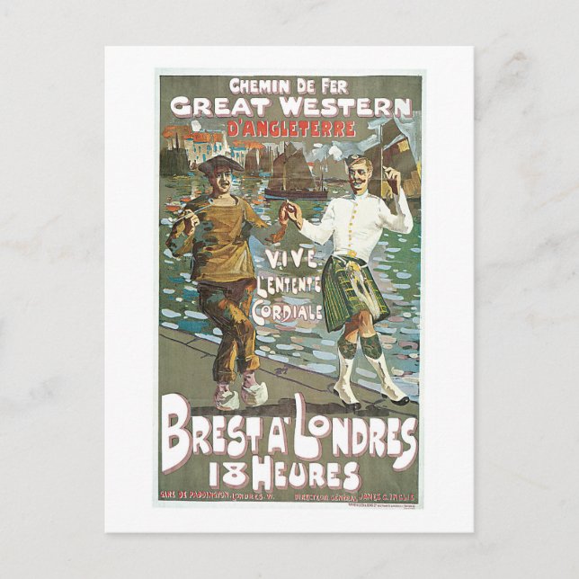 Cartão Postal Brest á Londres 18 horas (Frente)