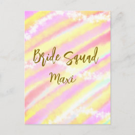 Cartão Postal Bride squad golden pastel pink colorful glitter br