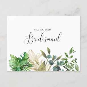 Cartão Postal Bridesmaid Botânica Elegante