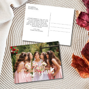 Cartão Postal Bridesmaid Obrigado Foto Casamento