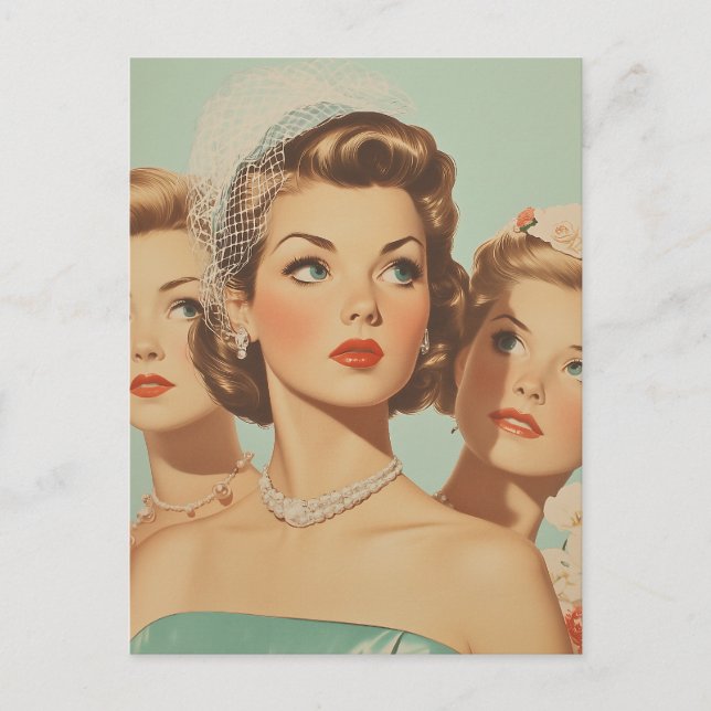 Cartão Postal Bridesmaids Retro no Estilo (Frente)