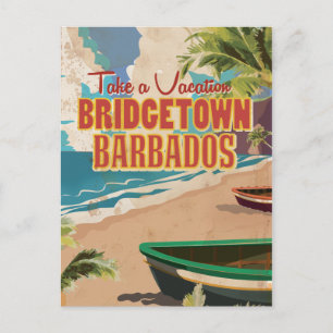Cartão Postal Bridgetown, Poster de Viagens vintage de Barbados
