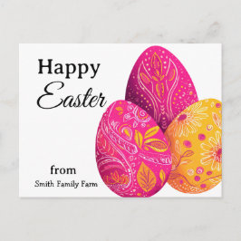 Cartão Postal Bright Easter Eggs In Pink and Yellow