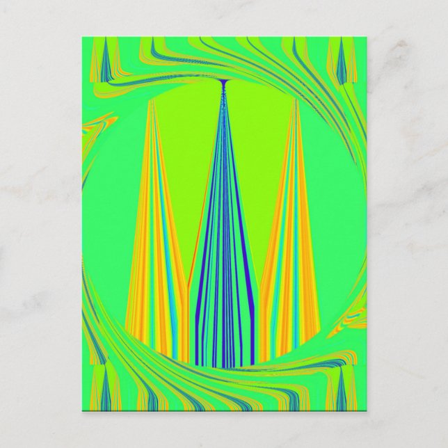 Cartão Postal Bright Edgy Geometry Neon Pattern Art Design (Frente)