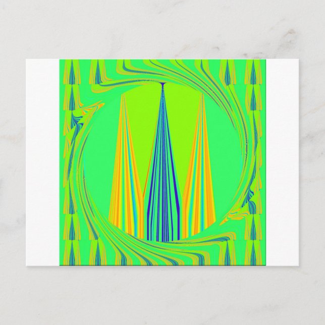 Cartão Postal Bright Edgy Geometry Neon Pattern Art Design (Frente)