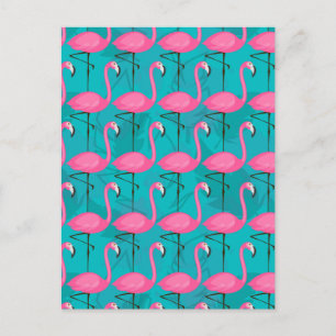 Cartão Postal Bright Flamingo Pattern 2