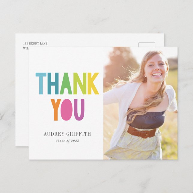 Cartão Postal Bright Rainbow Type Grad 2022 Photo (Frente/Verso)