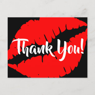 Cartão Postal Bright Red Lipstick Big Biss Black Obrigado