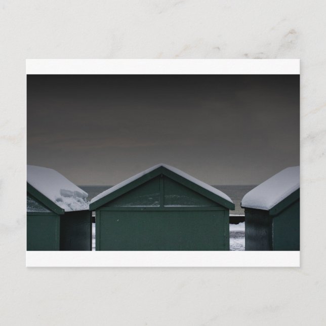 Cartão Postal Brighton Beach huts snow (Frente)