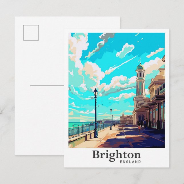 Cartão Postal Brighton England Viagens vintage Portrait (Frente/Verso)