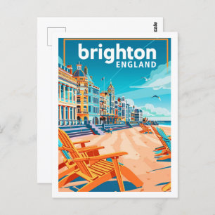 Cartão Postal Brighton England Vintage Familiar Viagem