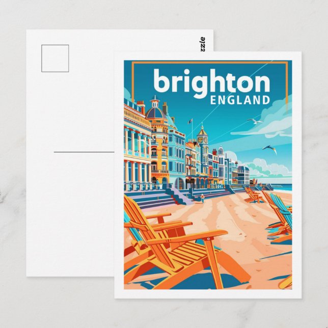 Cartão Postal Brighton England Vintage Familiar Viagem (Frente/Verso)
