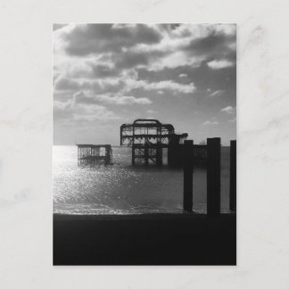 Cartão Postal Brighton West Pier preto e branco