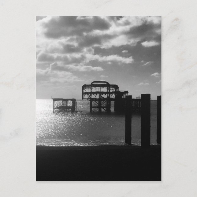 Cartão Postal Brighton West Pier preto e branco (Frente)