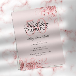 Cartão Postal Brilhante de Festa de aniversário de Glam Floral d