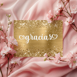 Cartão Postal Brilhante Dourado Corações Lindos Minhas Quinze Ob