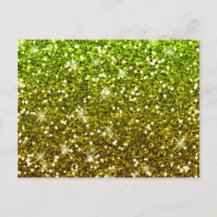 Cartão Postal Brilhantes Dourados Verdes Claros e Brilhantes