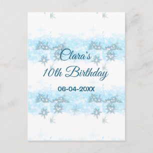 Cartão Postal Brilho azul celeste adicionar data de aniversário