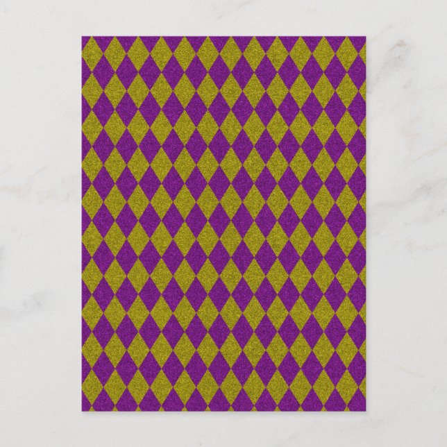 Cartão Postal Brilho de Diamante Roxo e Dourado (Frente)