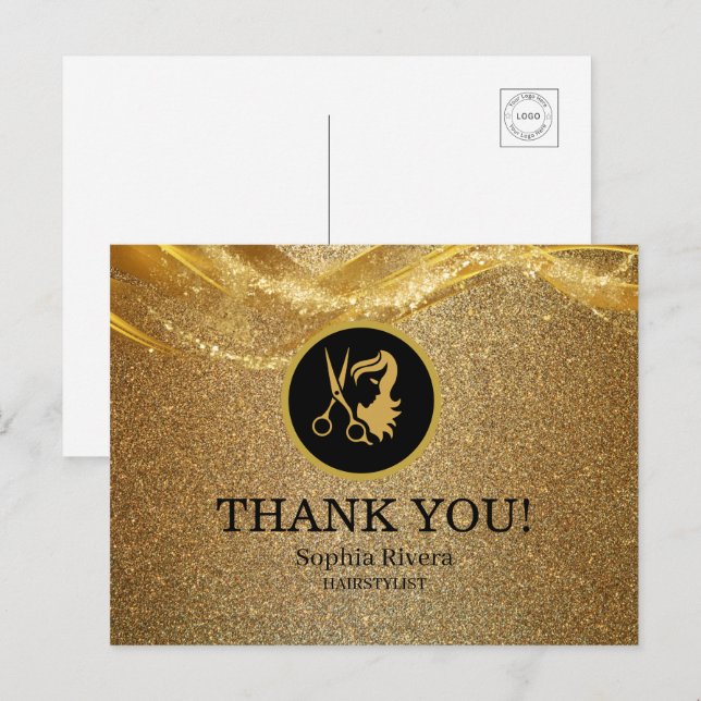 Cartão Postal Brilho Dourado Luxo (Frente/Verso)