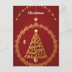 Cartão Postal Brilho Natalino Dourado ✨ Decoração de Luxo para Á