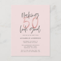 Brilho rosa feminino moderno elegante 50º aniversá