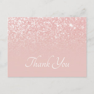 Cartão Postal Brilho Rosa Ombre de Agradecimento
