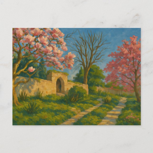 Cartão Postal Brilhos Gêmeos - Pintura do Caminho do Jardim Tran (Frente)