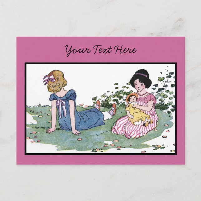 Cartão Postal Brincando Com A Boneca (Frente)