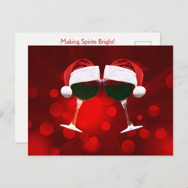 Cartão Postal Brinde de Férias Vinho Engraçado  (Frente/Verso)