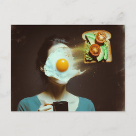 Cartão Postal Brinde e Ovos da Mulher do Café da Manhã