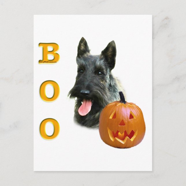 Cartão Postal Brindle Scottish Terrier Boo (Frente)