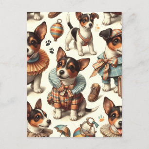 Cartão Postal Brinquedo de folha branca Fox Terrier sem costura