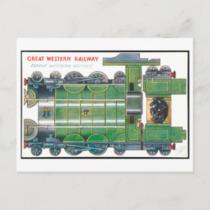 Cartão Postal Brinquedo de papel de trem antigo - Great Western