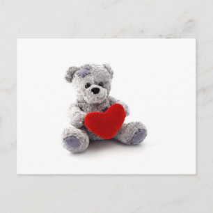 Cartão Postal Brinquedo De Urso Teddy Segurando Um Coração Em Fu