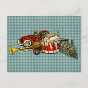 Cartão Postal Brinquedos Antigos para Crianças