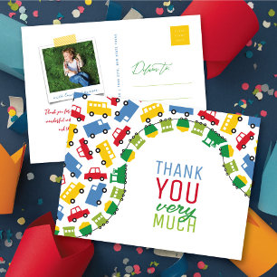 Cartão Postal Brinquedos Meninos Carro de Transporte Trem Ônibus